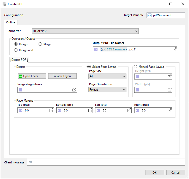 Html2Pdf Task Editor