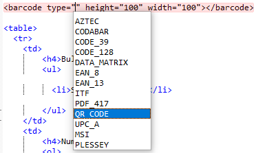 Selecting barcode type
